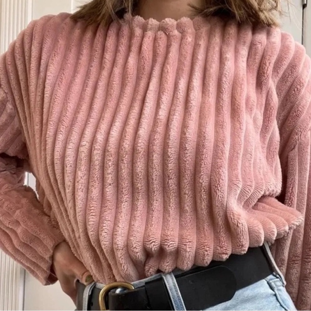 Zara Blush Textured Knit Top